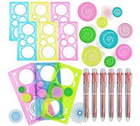12x Spirograph Set Dibujo plástico, 6 Piezas Regla espirógrafo + 6 Piezas