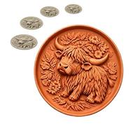 13.7-inch Reusable Highland Bull Stepping Stone Mold, Round Stepping Stone