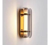 13.8in Lamps Brown Glass Iron Art Sconces with Three-Color Dimmable Wall Light for Bedroom Living Room Hallway Background Wall(Smoky Gray)