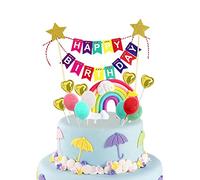 13 adornos para tartas de arcoíris - Decoración personalizada para tartas de cumpleaños con mini banderines y globos para fiesta de amor y corazón