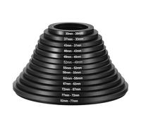 13 Anillos Adaptadores Step-Down para Objetivo de Cámara - Aluminio Negro Mate 26-82mm para Filtros y Parasol