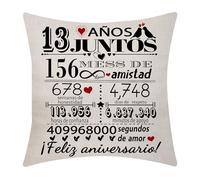13 Aniversario de Boda Funda de Cojín 18x18 Pulgadas 13 Años de Matrimonio Presente Matrimonio Recuerdos Decoración Regalo para Parejas Padres Esposo Esposa Mamá Papá Tía Tío Amigos(13)