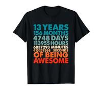 13 Años 156 Meses De Ser Impresionante 13 Cumpleaños Adolescente Camiseta gráfica económica, Hombre, Negro, M