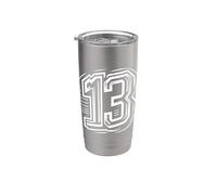 13 - Atrás - "Unlucky to Some" - Número 13 para Equipos Deportivos Vaso térmico de acero inoxidable de doble pared