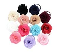 13 bandas for el cabello con flores de rosas de satén, elegantes lazos elásticos florales for el cabello, coleteros dulces, accesorios for el cabello for mujeres