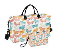 - 13 bolsas de lona de alpaca para viajes, gimnasio, yoga, para hombres y mujeres, bolsa de fin de semana, Little Cartoon Alpaca, Talla única, Bolsa de viaje