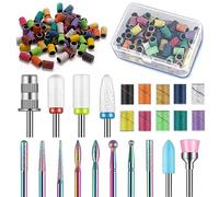 13 brocas para uñas+100 bandas de lijado de 10 colores+1 broca de mandril, juego de brocas de uñas Cremaic Damiand de 3/32 pulgadas, brocas torno uñas profesionales de gel acrílico, manicura pedicura