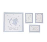 13 Casa Set 4 Marcos, 38 x 1 x 40 h cm diseño, Tablero DM, Azul, 2.6 x 4.3 x 6.3 cm