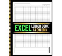 13 Column Excel Ledger Book: Spreadsheet Notebook for Data Tracking, Accounting, Bookkeeping and Budgeting | 100+ Pages | 8.5x11 In