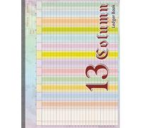 13 Column Ledger Book: Colorful Accounting Ledger Book for Bookkeeping, 13 Column Columnar Analysis Pad for Small Businesses and Personal Finance, Landscape Layout, 11x8.5 Inches, 80 Pages