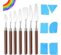13 cuchillos para pintar, espátula, pintura acrílica, 7 paletas y 6 cuchillas rascadoras, pasta de textura acrílica, suministros para artistas, palés, pintura acrílica, accesorios para pasta