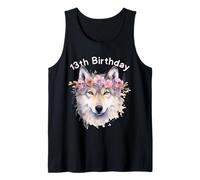13 Cumpleaños Niña Lobo Impresión Moda Animales Frescos 13 Años Camiseta sin Mangas