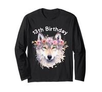 13 Cumpleaños Niña Lobo Impresión Moda Animales Frescos 13 Años Manga Larga