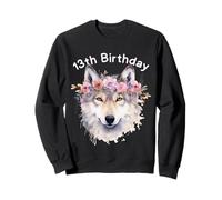 13 Cumpleaños Niña Lobo Impresión Moda Animales Frescos 13 Años Sudadera