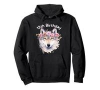 13 Cumpleaños Niña Lobo Impresión Moda Animales Frescos 13 Años Sudadera con Capucha