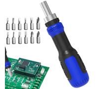 13-en-1 Blue Ratcheting Screwdriver Set - CrV Steel Nickel Plated Magnetic