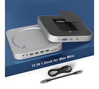 13 en 1 Mac Mini Dock con Carcasa de Disco Duro para Mac Mini M1 con Ranura SSD/HDD, HDMI, VGA, 2 * USB 3.0, 2 * USB 2.0, TF/SD, Conector de Video/Audio para Mac Mini 2018/2020