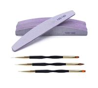 13 limas de uñas, lima de uñas profesional con pincel de uñas, bloque de doble cara para salón de uñas y hogar (grano 100/180)