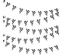 13 Metros de Pancarta de Banderín a Cuadros Bandera de Carrera de Tela Accesorios de Fiesta para Decoración de Fiesta de Cumpleaños de Tema de Carrera