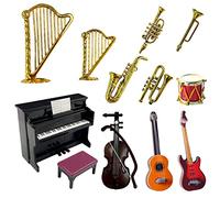 13 modelos de instrumentos musicales en miniatura, miniconjuntos de instrumentos musicales lindos e interesantes, modelos de instrumentos musicales de plástico como guitarras, pianos, tambores, etc.