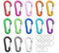 13 mosquetones multicolores, pequeños, 5 cm, mini mosquetón, llavero, llavero, mosquetón, aluminio, con llavero, para camping, viajes, senderismo, mochila, cinturón
