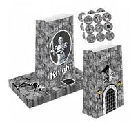 13 pegatinas para bolsas de papel de caballero medieval, paquete de papel para bolsas de papel, decoración de cumpleaños para niños, decoración de fiesta de amantes medievales, regalos para niños y