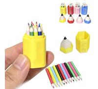 13-Piece Mini Colored Pencil Set for Dollhouses and DIY Miniature Scenes, Realistic Tiny Pencils with Mini Storage Case, Cute Dollhouse Desk Accessories, Micro Gift for Craft Lovers (Yellow)