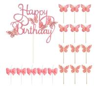 13 Piezas De Inserciones De Pastel De Mariposa, 5 Piezas De Velas Tipo Lazo, Mariposas Para Decoración De Pasteles, Inserciones De Decoración De Fiestas, Decoraciones De Cumpleaños Para Niñas
