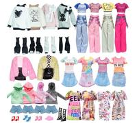 13 piezas de ropa de muñeca de 11.5 pulgadas, muñecas de niña compatibles con Barbie, paquete de moda de 6 accesorios que incluyen calentadores de piernas casuales de moda, conjunto de felpa con
