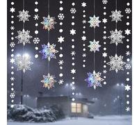 13 Piezas Decoración 3D De Copos De Nieve, Adornos Navideños Colgantes De Nieve, Guirnalda De Copos De Nieve Brillantes para Hogar Fiestas Y Celebraciones Navideñas