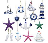 13 Piezas Decoración Náutica Colgante de Pared Estilo Mediterráneo Adornos Colgantes con Temática de Océano Para Decorar Sala de Estar Dormitorio Hotel Restaurante Fiesta Regalo Náutico