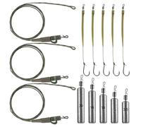 13 Piezas Kit de Pesca Carpa con Plomos Pesca Anzuelos de Pesca con Línea Atada Línea de Lider Montaje Fácil y Rápido Adecuado para Diferentes Aguas y Técnicas