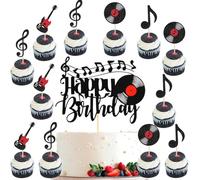 13 Piezas Musical Cake Toppers, Decoración para Tartas de Cumpleaños, Decoración para Tartas de Guitarra para Músico, Roca, Fiesta de Cumpleaños Suministros