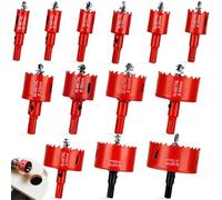 13 Piezas Sierra Corona Bimetálica con Broca Piloto, Sierras Perforadoras 18mm-75mm, Juego Coronas Taladro para Taladrar Agujeros, Corona para Madera, Metal, PVC, Aluminio, Hierro y Tubo Plástico