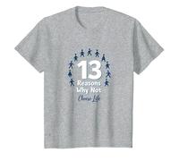 13 Razones por Las Que no: Mensaje Inspirador para Elegir la Vida Camiseta, Niños, Gris Jaspeado, 10 años