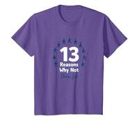 13 Razones por Las Que no: Mensaje Inspirador para Elegir la Vida Camiseta, Niños, Morado Jaspeado, 12 años