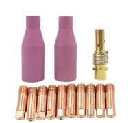 13 sopletes de soldadura MB-15AK para soldadura de arco de argón de 0,6/0,8/0,9/1,0/1,2 mm, boquilla de cerámica de gas, punta de contacto estilo europeo para soldadura MIG MAG 15AK MIG MAG, soplete