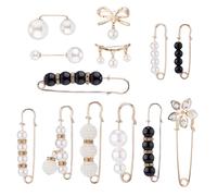 13 Uds Broches de Perla, Broche de Perla Artificial de Metal Elegantes Alfileres de Perla Lindos Imperdibles para Ropa Bufanda Chal para Fiesta de Ceremonia