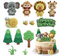 13 unidades de decoración para tartas, diseño de animales salvajes de safari, decoración para tartas
