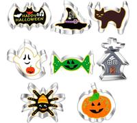 13 unidades de galletas de Halloween, cortadores de galletas de acero inoxidable con motivos como fantasmas, murciélagos, farolillos de calabaza y sombreros mágicos, cortadores de galletas para