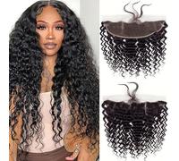 13 x 4 encaje frontal brasileño Deep Wave HD encaje frontal cierre frontal cabello humano virgen 100% sin procesar cabello humano virgen pre plucked with Baby Hair 150% Density Natural Black