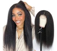 13 x 6 peluca recta de 45,5 cm, Yaki recta, pelo humano, 180 % densidad, 13 x 6 HD, peluca frontal de encaje pre plucked sin pegamento, pelo humano