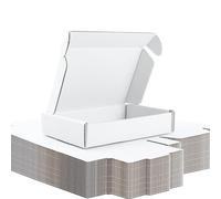 13 x 8 x 2,5 cm Cajas postales Pack de 25 Blanco | Caja postal de onda E, interior/exterior blanco, para joyería, mini regalos y e-commerce