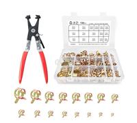 130 abrazaderas de manguera, 16 tamaños, surtido con pinzas de sujeción de manguera, abrazaderas de resorte, abrazaderas de resorte, clips de cierre para coche, línea de combustible, jardín, hogar