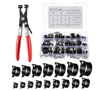130 abrazaderas de manguera de resorte de 6 a 25 mm con alicates de abrazadera giratoria, abrazaderas de manguera de radiador de tensión constante, clips negros para línea de combustible, aspiradora