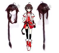 130 cm sintético vino largo rojo VOCALOID 3 China Yuezheng Ling Cosplay peluca de pelo con cola de caballo pelucas látigo PL-200