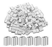 130 Piezas Abrazadera de Cable de Aluminio, Virolas de Aluminio, Mangas de Bucle de Engarzado de Aluminio de Cable de Alambre, Clips de Cuerda de Alambre de Doble Orificio, M2