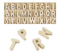 130 Piezas Letras Mayúsculas de Madera Con Bandeja de Almacenamiento, Para Bricolaje y Decoración de Manualidades