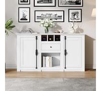 130 x 35 x 70 cm, armario auxiliar moderno con 2 puertas de armario, 1 cajón, ancho 130 cm, armario auxiliar con 3 estantes para vino, aparador con espacio de almacenamiento semiabierto, adecuado para