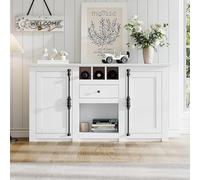 130 x 35 x 70 cm, armario auxiliar moderno con 2 puertas de armario, 1 cajón, ancho 130 cm, armario auxiliar con 3 estantes para vino, aparador con espacio de almacenamiento semiabierto, adecuado para